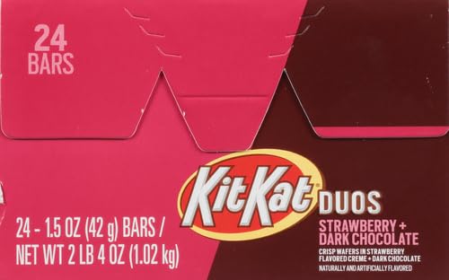 KIT KAT DUOS Chocolate Strawberry Creme Wafer Candy Bars, 1.5 oz (24 Count)