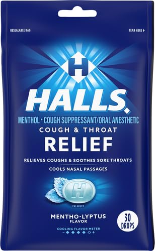 Halls Relief Mentho-Lyptus Cough Drops, 30 Drops (Pack of 2)