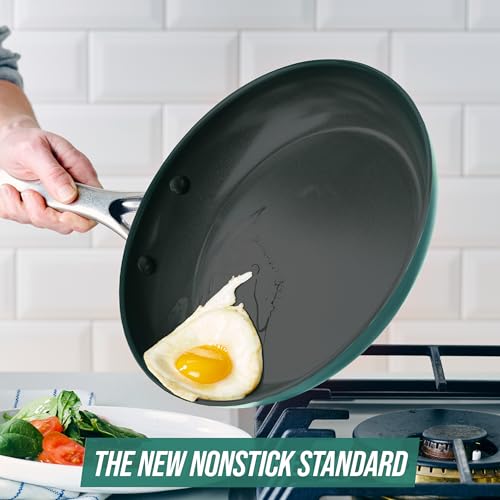 Blue Diamond Cookware Diamond Infused Ceramic Nonstick, 12" Frying Pan Skillet, PFAS-Free, Dishwasher Safe, Oven Safe, Green