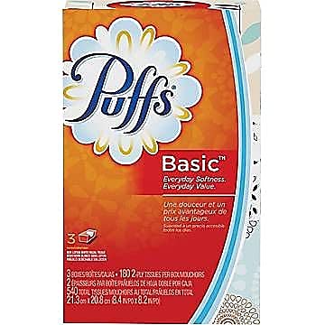 Puffs 87615PK Facial Tissue, 2-Ply, 8.2 x 8.4, 180/Box, 3 Box/Pack