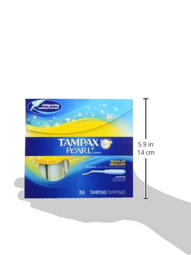 Procter & Gamble Tampax Pearl Tampons Regular Absorbency with LeakGuard Braid, Unscented, 36 Count