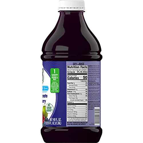 V8 V-Fusion Light Pomegranate Blueberry, 46 Fl Oz (Pack of 6)