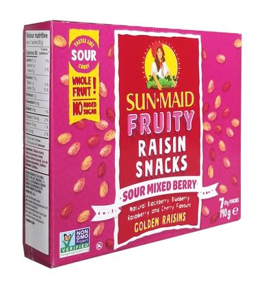 Sun-Maid Fruity Raisin Snacks, Sour Mixed Berry, 140g/5 oz. Box (Imported from Canada)