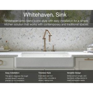 Kohler 5664-7 Whitehaven® 23-1/2" undermount single-bowl farmhouse kitchen sink, Black Black
