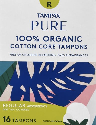 Tampax Pure 100% Organic Cotton Core Regular Absorbency Tampons - 16 ct