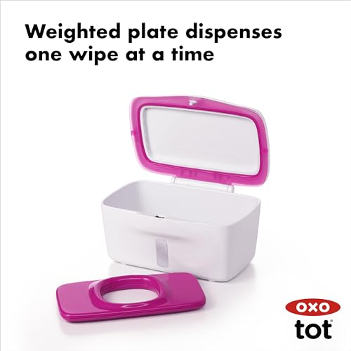 OXO Tot Perfect Pull Wipes Dispenser, â€ŽPlastic, Silicone, Pink
