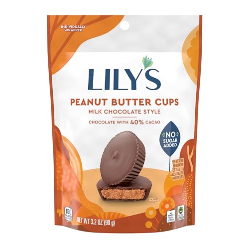 LILY'S Milk Chocolate Style Peanut Butter Cups No Sugar Added, Sweets Bag, 3.2 oz