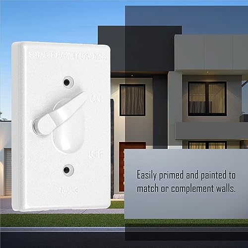 TayMac TC100WH Weatherproof Toggle Cover, 1-Gang, Vertical Device Mount, White