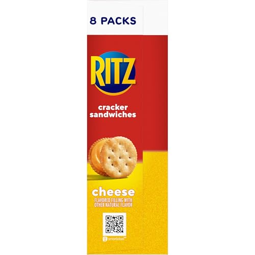 RITZ Cheese Sandwich Crackers, Lunch Snacks, 112 Snack Packs (14 Boxes, 6 Crackers Per Pack)