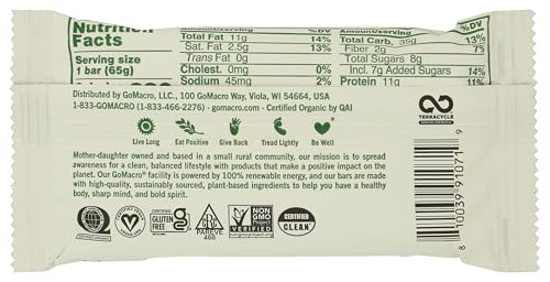 GOMACRO Organic Mint Chocolate Chip Bar Single, 2.3 OZ