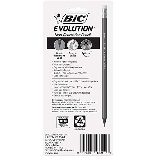 BIC Evolution Cased Pencil, #2 Lead, Yellow Barrel, 24-Count (PGEYP241-BLK)