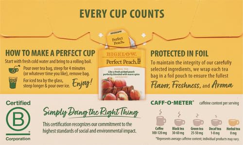 Bigelow Tea Peach Tea, 20 Count