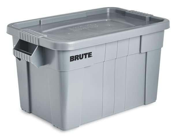 Rubbermaid Commercial Products Brute Tote Storage Container With Lid, 20-Gallon, Gray, Pack of 1