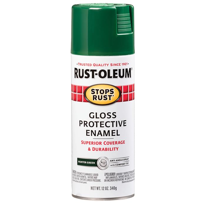 Rust-Oleum 7738830 Stops Rust Spray Paint, 12 oz, Gloss Hunter Green