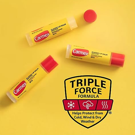 Carmex - 10 Count Variety Pack Daily Care Moisturizing Lip Balm SPF15 (3 Strawberry, 2 Fresh Cherry, 2 Wintergreen) and 3 Classic Lip Balm Medicated SPF15