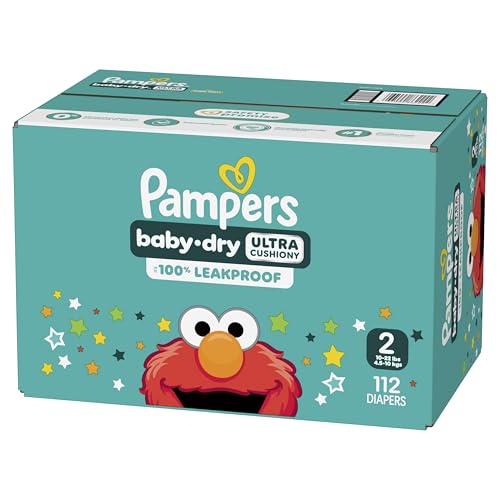 Pampers Diapers - Baby Dry - Size 2, 112 Count, Absorbent Disposable Infant Diaper (Packaging May Vary)