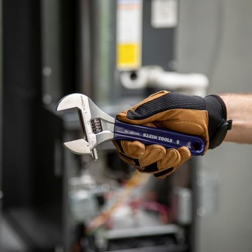 Klein Tools D509-8 Adjustable Wrench, Extra Wide Jaw Forged Drive Wrench with High Polish Chrome Finish, 8-Inch