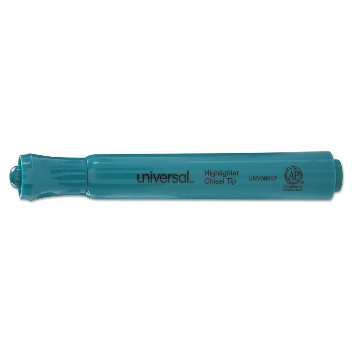 Universal Desk Highlighters, Fluorescent Green Ink, Chisel Tip, Green Barrel, Dozen