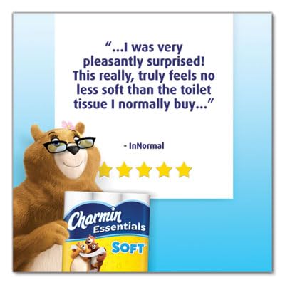 Charmin Essentials Soft Bathroom Tissue, Septic Safe, 2-Ply, White, 352 Sheets/Roll, 12/Pack