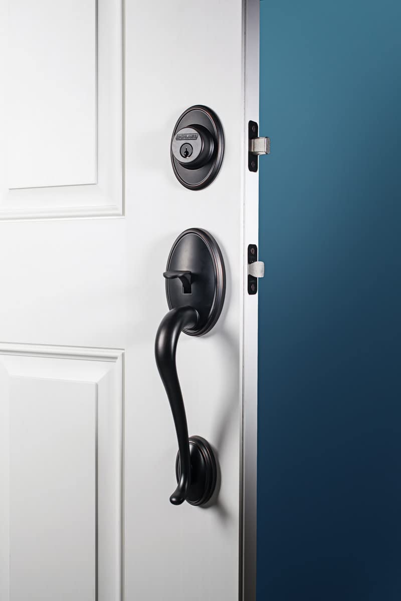 SCHLAGE Lock Company Single Cylinder Deadbolt with Wakefield Trim, Aged Bronze (B60 N WKF 716)