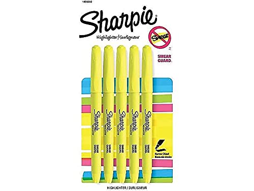 SHARPIE Fluorescent Yellow Highlighter Narrow Chisel 5 Pack