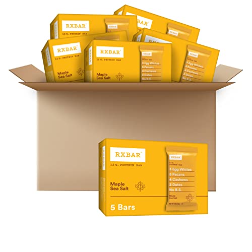 RXBAR Protein Bars, 12g Protein, Gluten Free Snacks, Maple Sea Salt (6 Boxes, 30 Bars)
