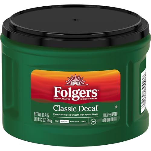 Folgers Classic Decaf Medium Roast Ground Coffee, 19.2 Ounces (Pack of 6)