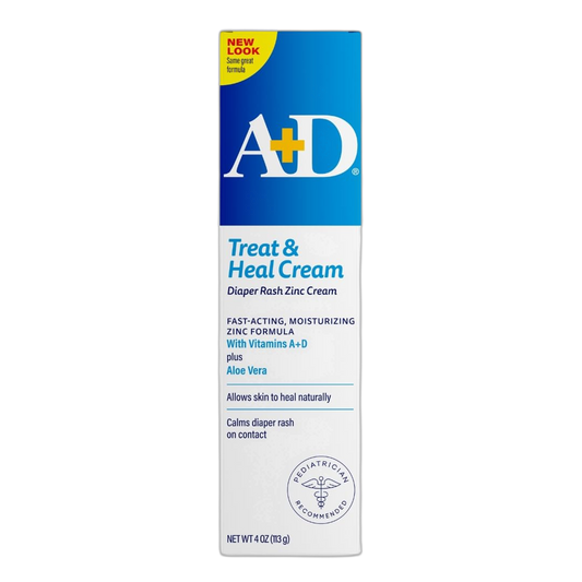 A+D Zinc Oxide Diaper Rash Treatment Cream, Dimethicone 1%, Zinc Oxide 10%, Easy Spreading Baby Rash Cream, 4 Ounce Tube (Packaging May Vary)