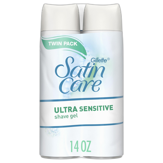 Gillette Satin Care Ultra Sensitive Shave Gel for Women, Pack of 2, 7oz Each, Frangrance Free