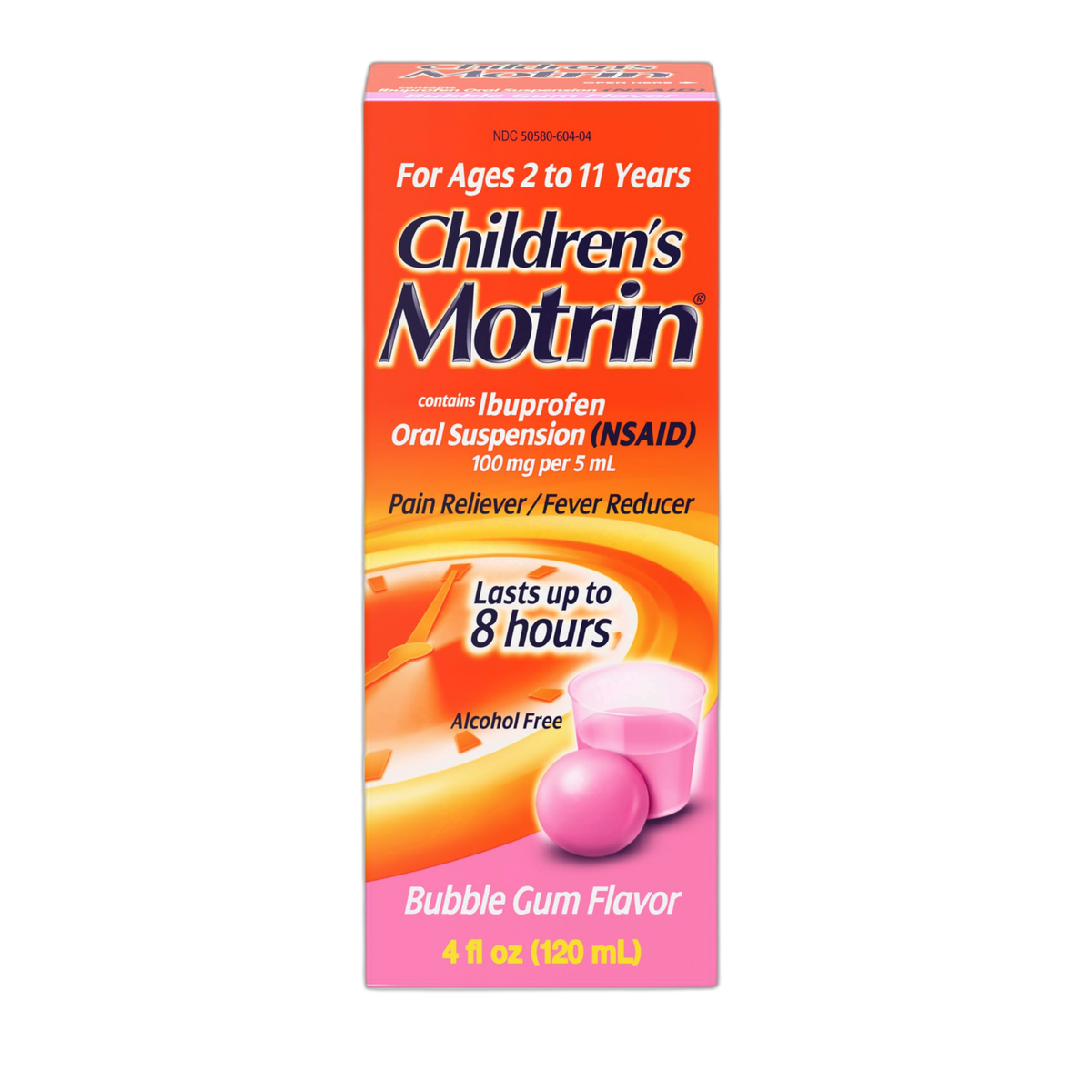 Children's Motrin Oral Suspension Medicine for Kids, 100 mg Ibuprofen, Bubblegum Flavor, 4 fl. oz