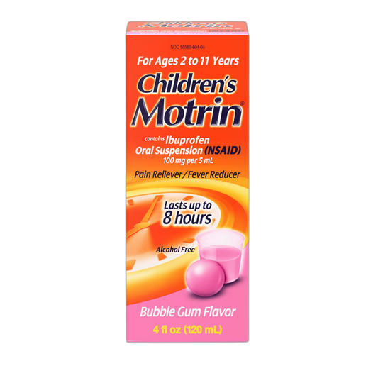 Children's Motrin Oral Suspension Medicine for Kids, 100 mg Ibuprofen, Bubblegum Flavor, 4 fl. oz