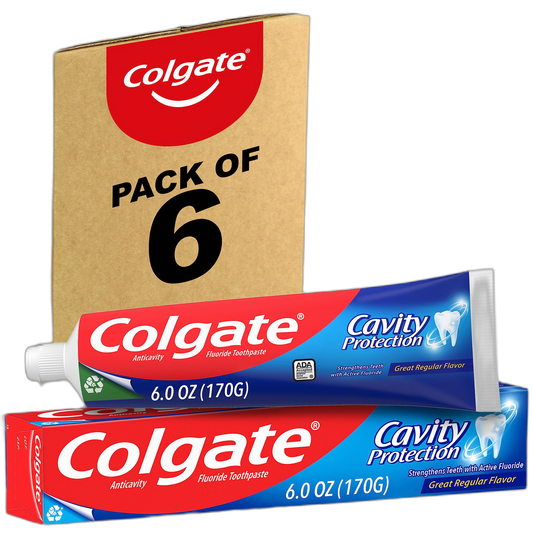 Colgate Cavity Protection Toothpaste with Fluoride, Great Regular Flavor, 6 Ounce (Pack of 6)