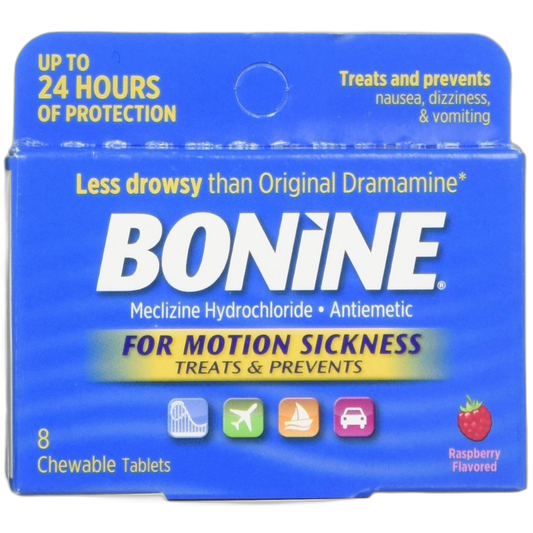 Bonine for Motion Sickness Chewable Tablets, Raspberry Flavored, 8 Each