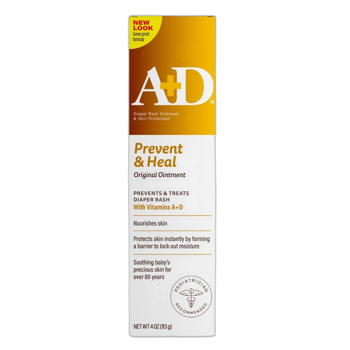 A+D Original Diaper Rash Ointment Prevents & Treats Diaper Rash, Moisturizing Skin Protectant with Vitamins A & D, Healing Skin Ointment for Dry and Cracked Skin 4oz