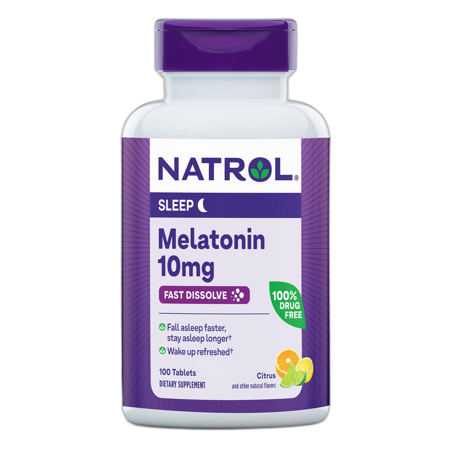 Natrol Fast Dissolve Melatonin 10 mg, Melatonin Supplements for Restful Sleep, Sleep Support for Adults, 100 Citrus-Flavored Tablets, Up to a 100 Day Supply