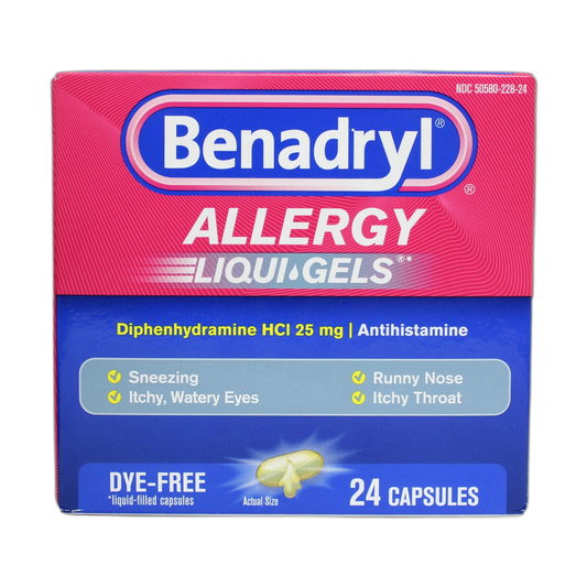 Benadryl Allergy Dye-Free 25 mg Liqui-Gels 24 ea (Pack of 11)