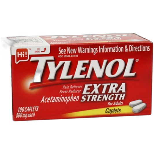 Tylenol Extra Strength Acetaminophen, 500 mg Caplets, 100 Count