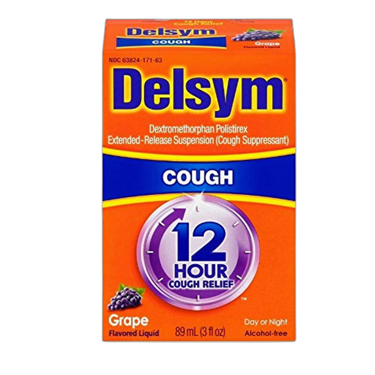 Delsym Adult 12 Hour Grape Cough Syrup, 3 oz (Pack of 12)
