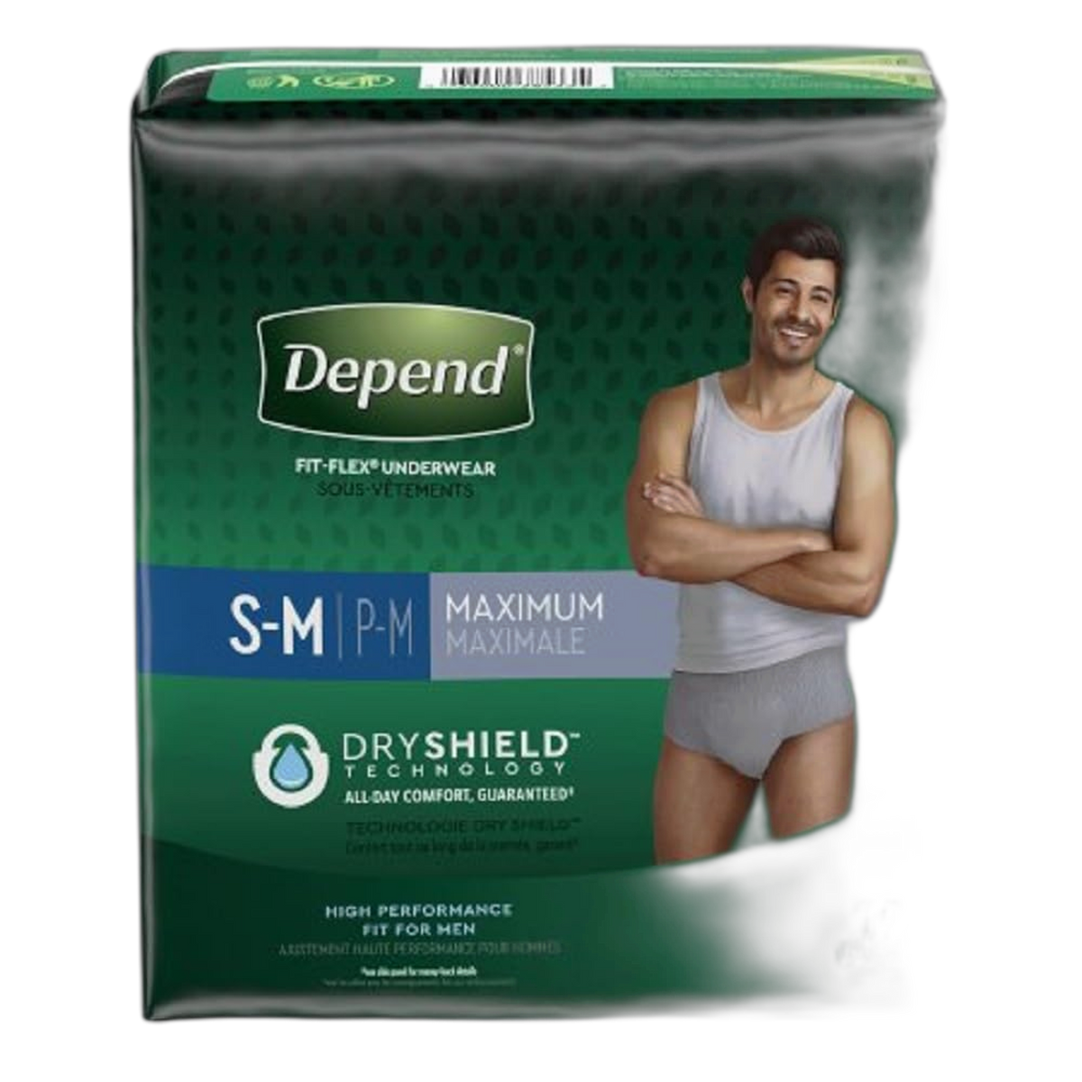 Depend FIT-FLEX Incontinence Underwear for Men, Maximum Absorbency, Disposable, Small/Medium, Grey, 19 Count (Pack of 1)