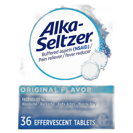 Alka-Seltzer Effervescent Tablets Original Flavor, Fast Multi-Symptom Relief from Headache and Body Ache, Dissolvable Effervescent Fizzy Tablets, 32 Ct