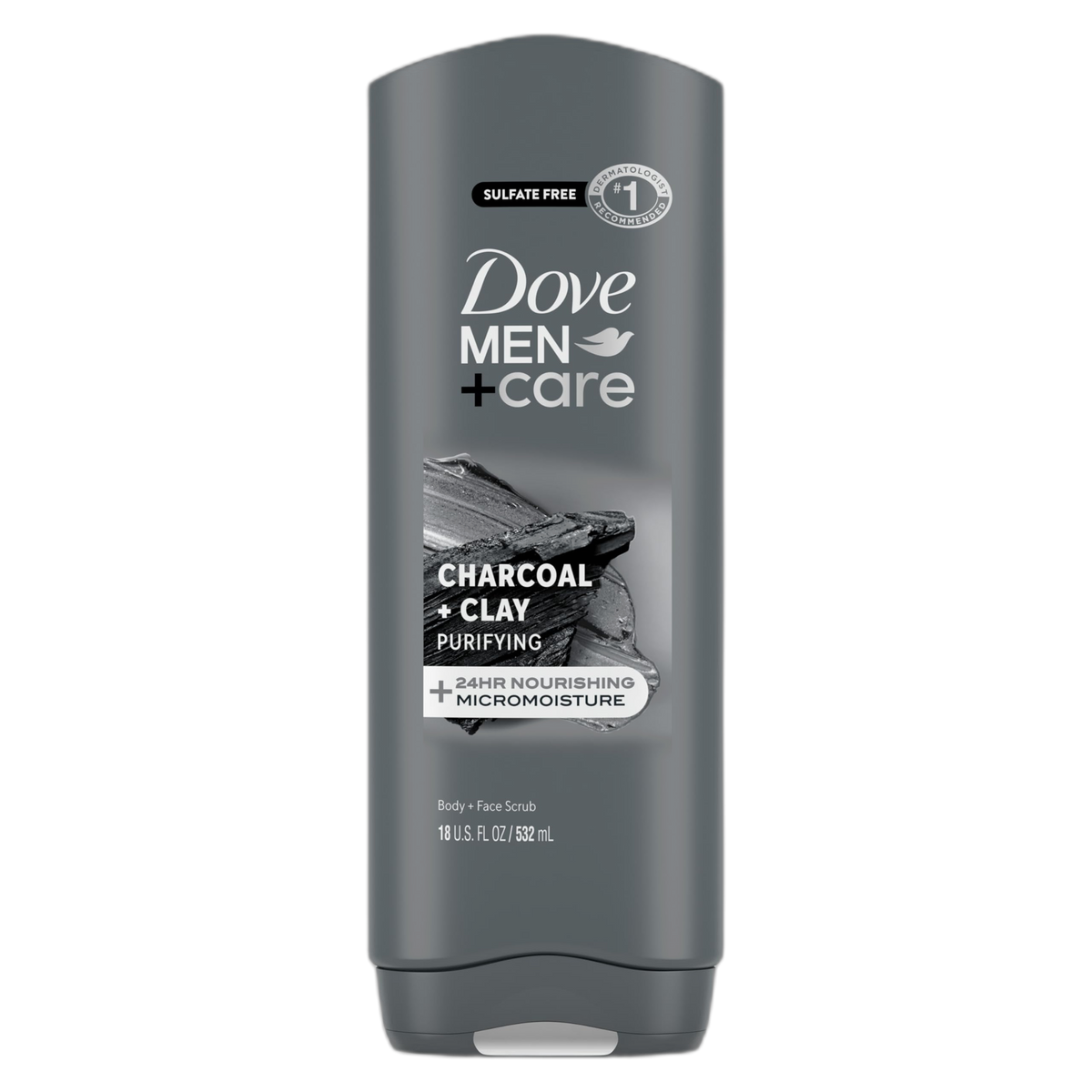 DOVE MEN + CARE Body and Face Wash Purifying Charcoal + Clay Body Wash for Men with 24-Hour Nourishing Micromoisture Technology 18 oz