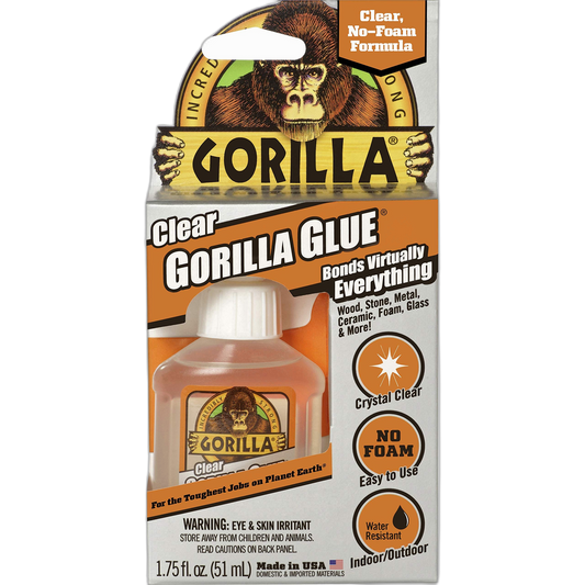 Gorilla Clear Glue, 1.75 Ounce Bottle (Pack of 1) - Crystal Clear, All Purpose, and Water Resistant