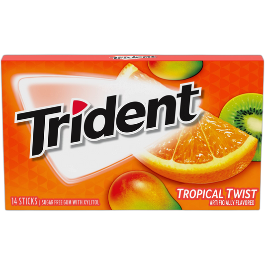 Trident Tropical Twist Sugar Free Gum, 14 Pieces