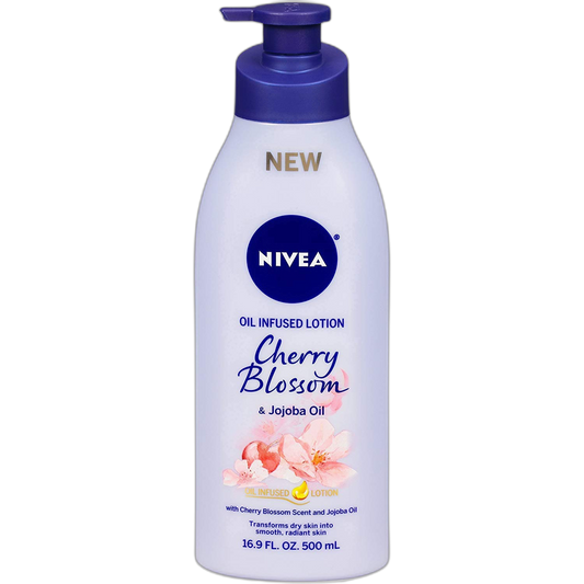 Nivea Lotion Oil-Infused Cherry/Jojoba Oil 16.9 Ounce Pump (500ml) (6 Pack)