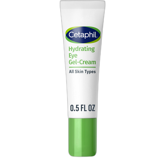 Cetaphil Hydrating Eye Gel-Cream, With Hyaluronic Acid, 0.5 Fl oz, Brightens and Smooths Under Eyes, 24 Hour Hydration for All Skin Types, (Packaging May Vary)