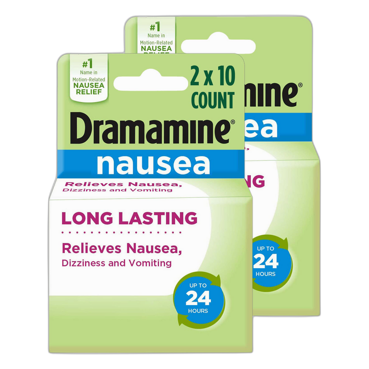 Dramamine Nausea Long Lasting, Nausea Relief, 10 Count (Pack of 2)