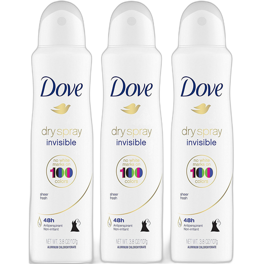 Dove Dry Spray Antiperspirant - Invisible - Sheer Fresh - Net Wt. 3.8 OZ (107 g) Per Can - Pack of 3 Cans