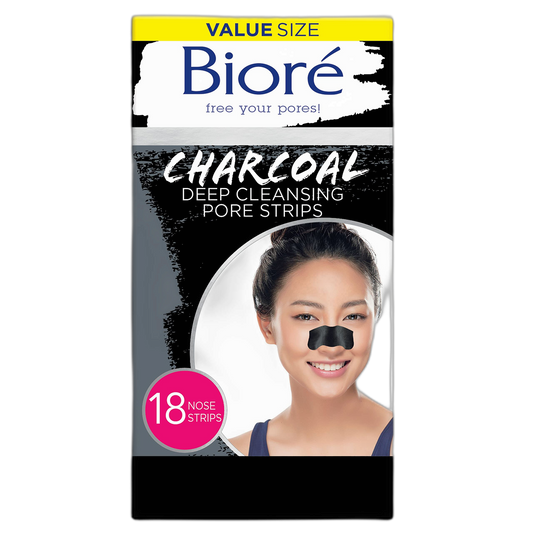 Bior?© Charcoal, Deep Cleansing Pore Strips, 18 Nose Strips for Blackhead Removal on Oily Skin, with Instant Pore Unclogging, features Natural Charcoal, 3x Less Oily Feeling Skin