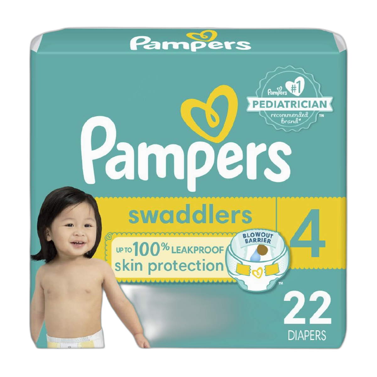Pampers Baby Diapers - Swaddlers - Size 4, 22 Count, Ultra Absorbent Disposable Infant Diaper