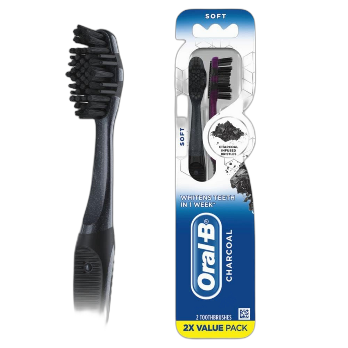 Oral-B Charcoal Toothbrushes, Soft, 2 Count